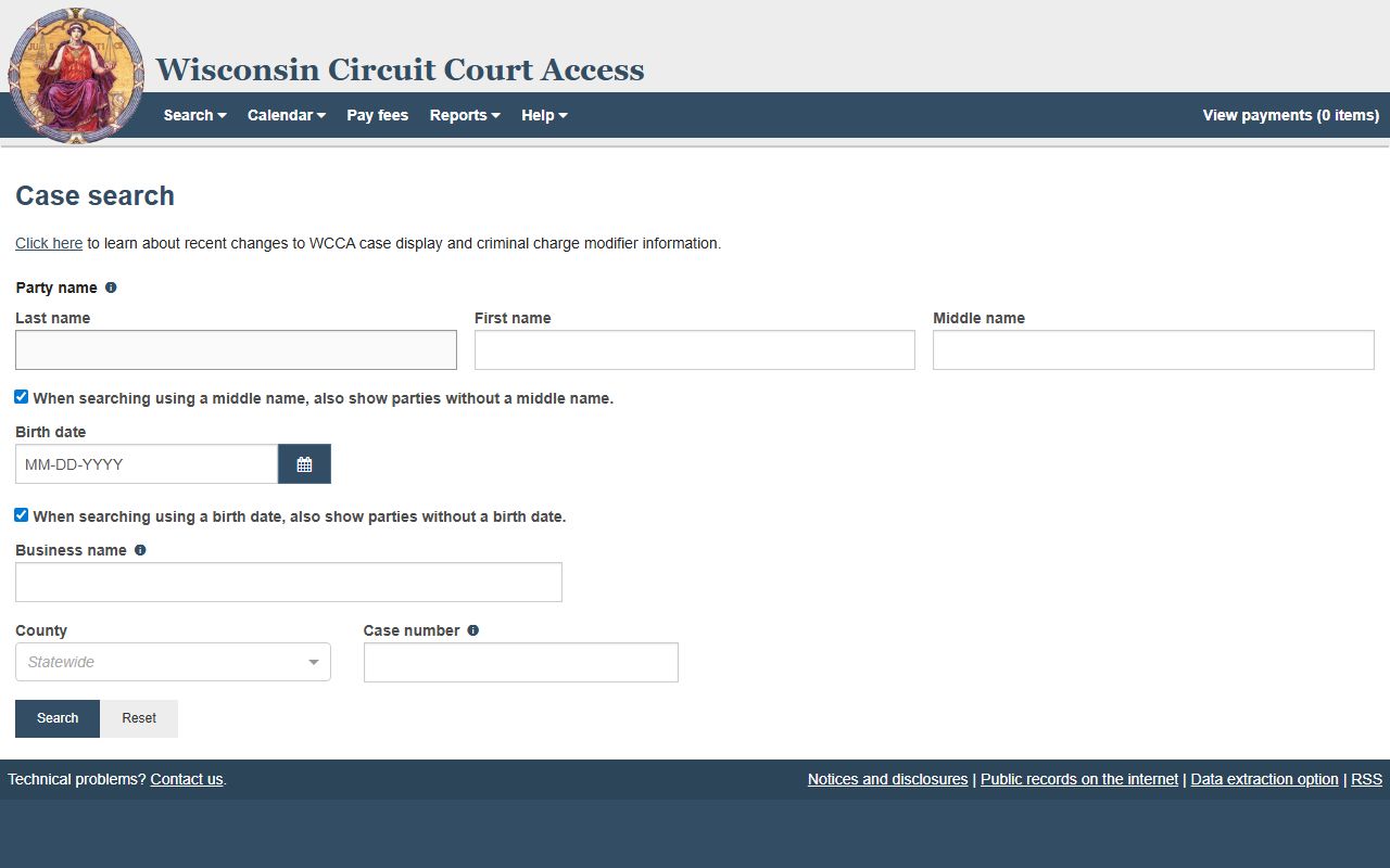 Pierce County court records after arrest WCCA case search portal